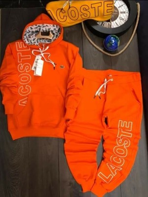 orange lacoste sweatsuit