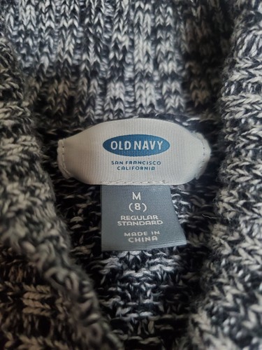 Girls Old Navy Button Up Cardigan Sweater Size 8 Med Black And White - Picture 2 of 4