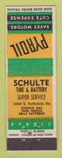 Matchbook Cover - Pyroil oil gas Schulte Tire Battery Sunoco Detroit MI