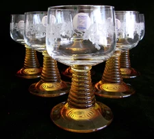 Schott Zwiesel Roemer Amber Beehive Stem Glasses 1970’s Germany Set of 6 NEW!