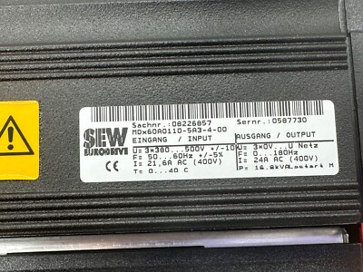 SEW MOVIDRIVE 08279810 | MDX61B0110 5A3 4 0T | MDx60A0110 5A3 4 00 08226857 72838 73806