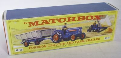 Repro Box Matchbox King Size K-11 Fordson Tractor + Tra