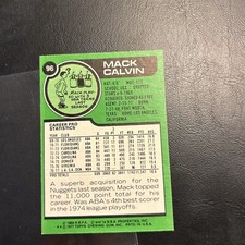 #96 Mack Calvin 1977-78. Topps Cb14-1 denver nuggets