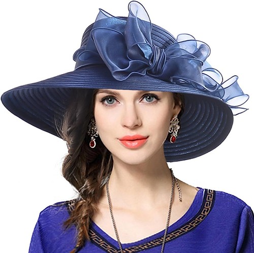 Women's Derby Dress Church Cloche Hat Bow Bucket Wedding Bowler WideBrim 7 COLOR - Picture 8 of 15