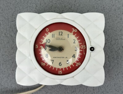 Telechron Minitmaster Jr  Clock Timer Red Dial White Case Parts Only Not working
