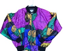 Vintage 80s Picasso All Over Print Sating Polyester Jacket Women's One Size