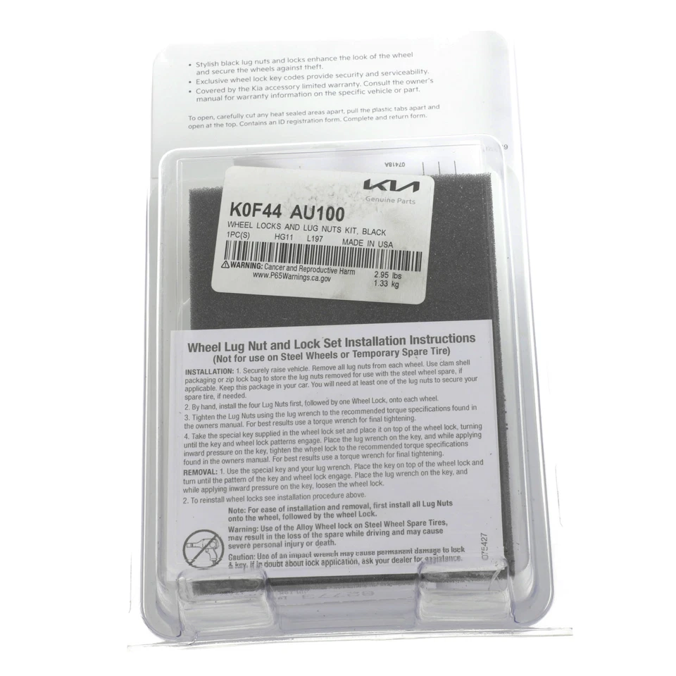 NUEVO OEM Kia 2024-2025 Seltos Sorento Juego de cerraduras de rueda y tuercas K0F44-AU100 Foto 2 de 3