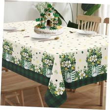 St. Patrick's Day Tablecloth Waterproof 84" x 60" Rectangular Green-flowers