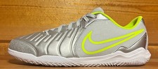 Kids Nike Jr Legend 10 Academy IC Indoor Soccer Shoes Size 4Y/5.5Y SILVER/VOLT