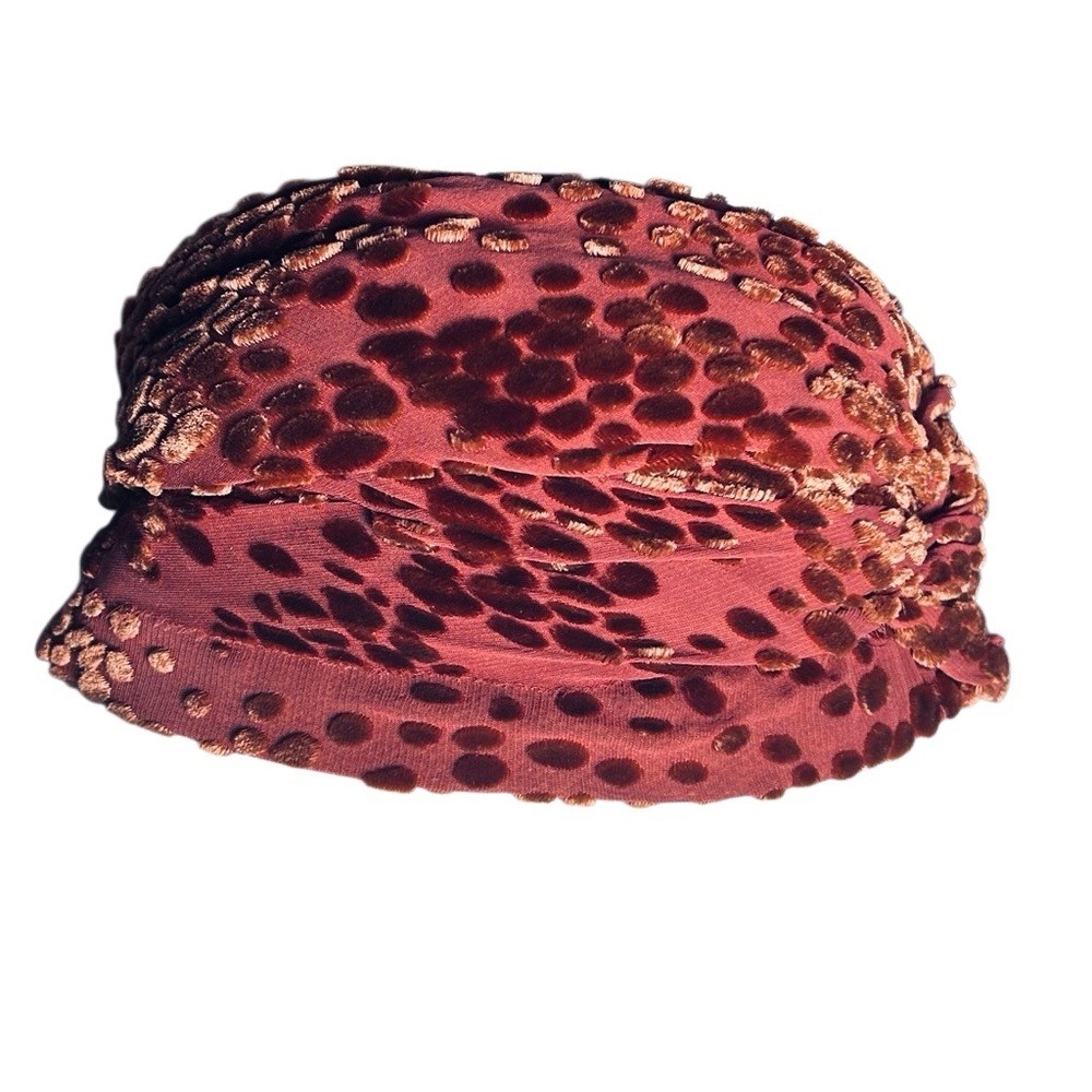 Kate Bishop Velvet Burnout 60s Turban vintage style hat wine burgundy View 6