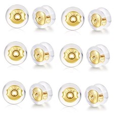18K Gold Locking Secure Earring Backs for Studs, Silicone Earring Backs gold