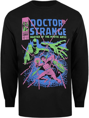 Doctor Dr Strange Herren T-Shirt Schwarz Langarm Marvel Oberteil - Neu