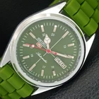 VINTAGE SEIKO 5 AUTOMATIC 6309A REFURBISHED JAPAN MENS GREEN WATCH a442790-1
