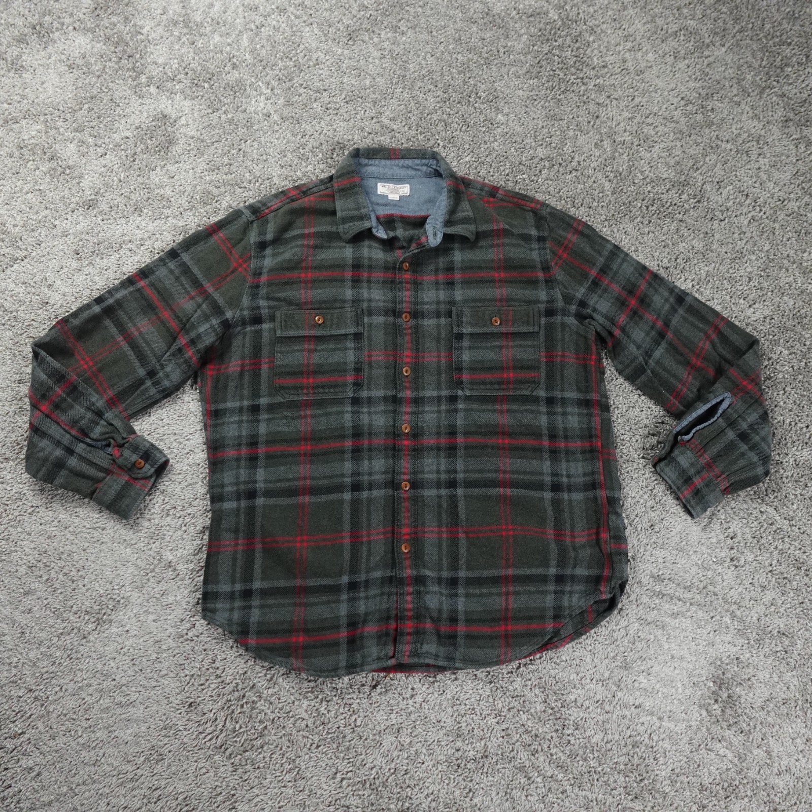 Wallace & Barnes Shirt Mens XL Heavyweight Flannel Plaid CPO JCrew  Button Up