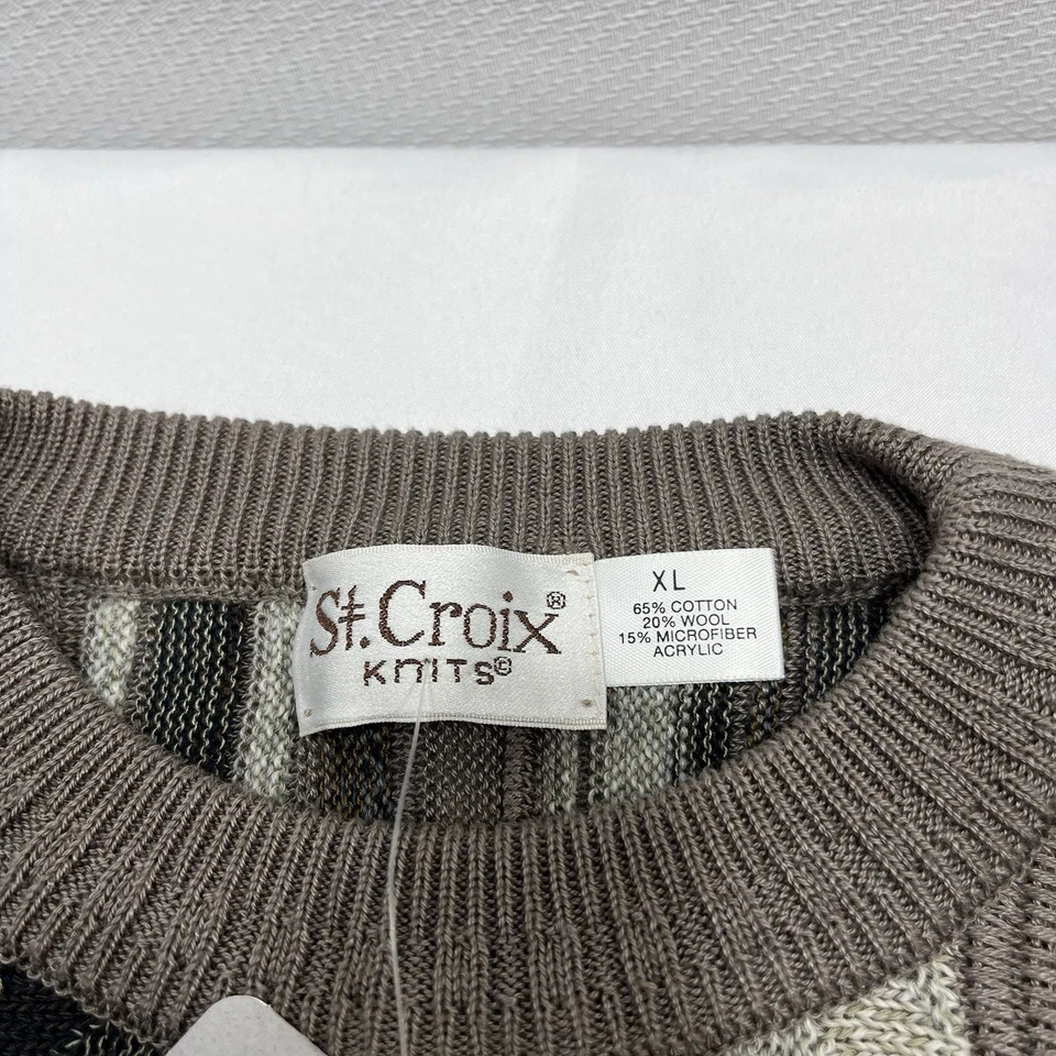 NEW Vintage St. Croix Knit 3D Knit Grandpa Sweater XL Crewneck Abstract Cosby - Image 4 of 4
