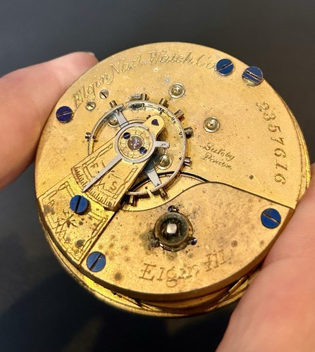 1887? Antiguo reloj de bolsillo Elgin National Watch Co. cuerda con llave para piezas, sin llave - Imagen 2 de 13