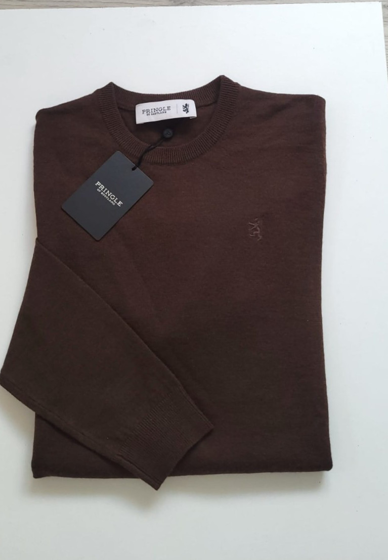 Men's Pringle merino wool jumper brown coffee color size S New image 2