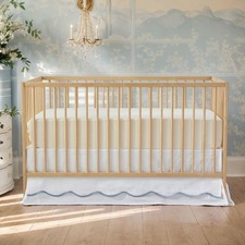Scallop Edge Cotton Crib Skirt Toddler Bedskirt Baby Nursery Crib Bed Skirt 2...