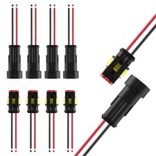 2 Wire Connector 16AWG 5 Kits 2 Pin Waterproof Connectors with 10Cm Pigtail 1.5M