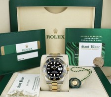 Rolex ROLEX 18kt Gold & SS Submariner Black Dial Ceramic Bezel CARD 116613 SANT BLANC
