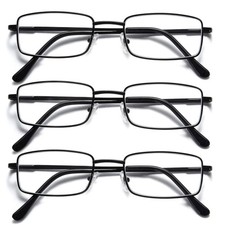 Reading Glasses for Men, 3 Pack Metal Frame Blue Light Blocking Reading Glass...