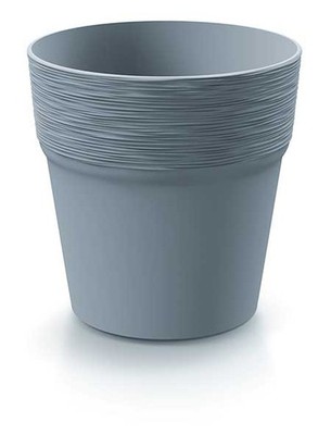 Runder Blumentopf aus Kunststoff hellgrau 12 cm Furu