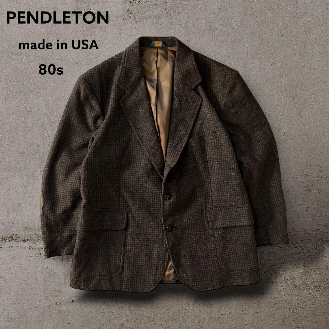 Pendleton 80s USA Check Pattern Tailored Jacket V… - image 1