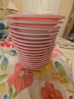 17 - VINTAGE CORNNG PINK RIMMED PLATES 7 "   MATCHES PINK PYREX PERFECTLY