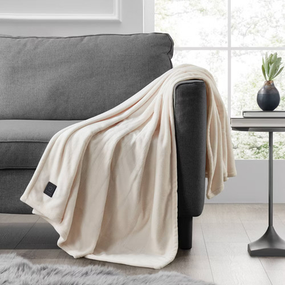 #ad #ad Brookstone Heated Solid Plush Throw Ivory $15.29