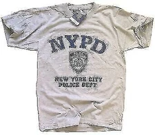 NYPD Men's Short Sleeve T-Shirt Officially Licensed (Heather Gray/Blue)