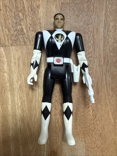 Vintage Power Rangers MMPR BLACK RANGER Zack Flip Head Figure 1993 w. Gun