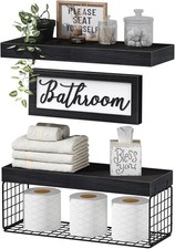   Bathroom Shelves Over Toilet Paper Storage Wall Mounted Farmhouse Decor