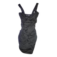 SHEIN Black Cutout Ruched Bodycon Mini Dress XS Y2K 