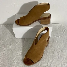 Sole Society Terryn Cinnamon Brown Suede Sandals Women’s Size 8M Stacked Heel