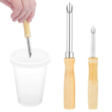 2Pack Stainless Steel Straw Hole Puncher, Circular Straw Hole Punch with Wood Ha