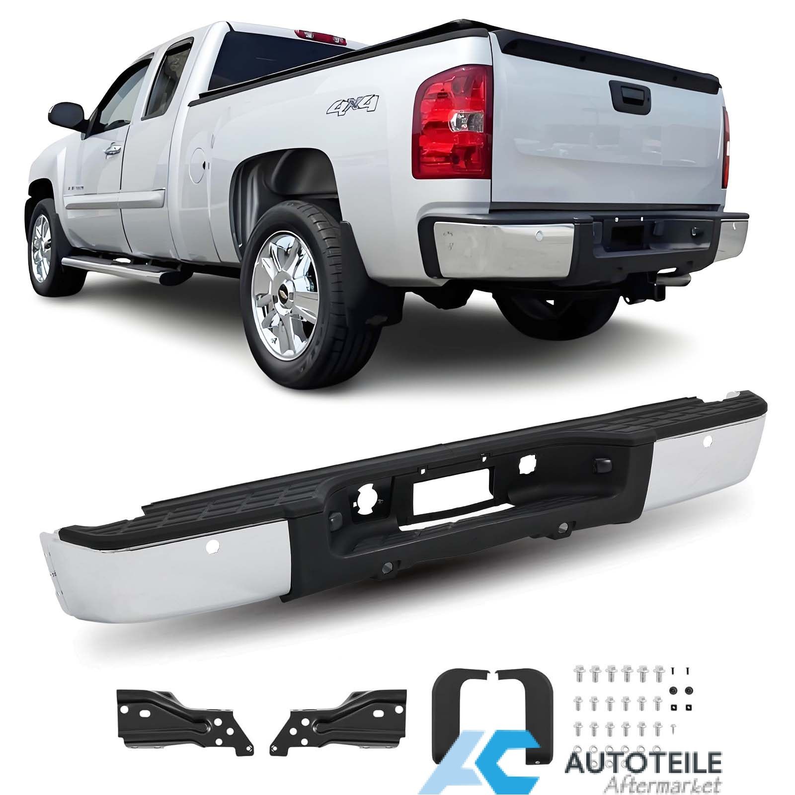 For 2007-2013 Chevy Silverado GMC Sierra 1500 Rear Bumper W/ Sensor Hole Chrome