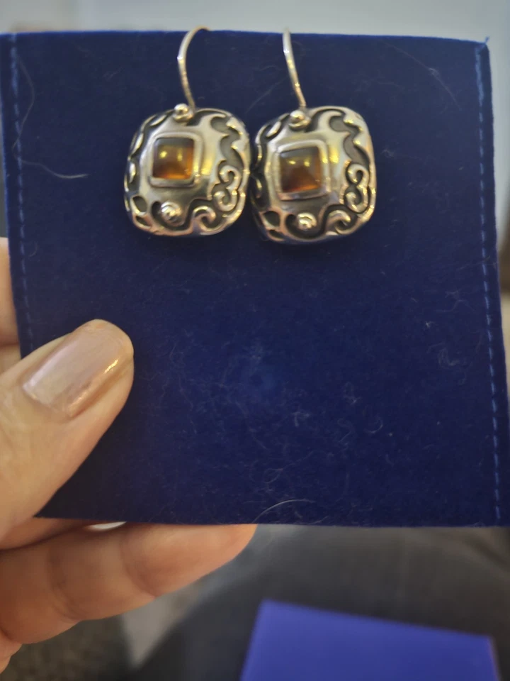 SILPADA STERLING SILVER AND AMBER EARRINGS - Image 4 of 4