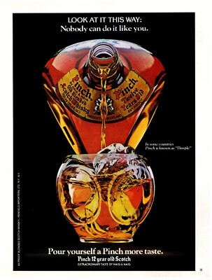 1982 Pinch 12 Year Old Scotch Print Ad, Haig Pour Yourself More Taste Dimple