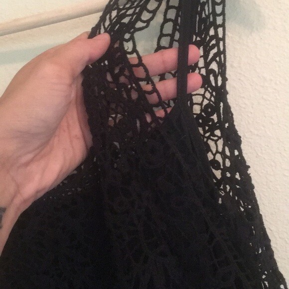 american eagle black crochet dress AE Catie Corset Midi Dress