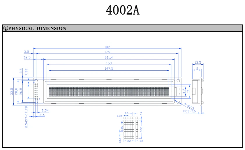 STN Positive LCD Display Module 40x2 Zeichen Grün-Gelb LCD 3-5V Alphanumerisch - Bild 3 von 3