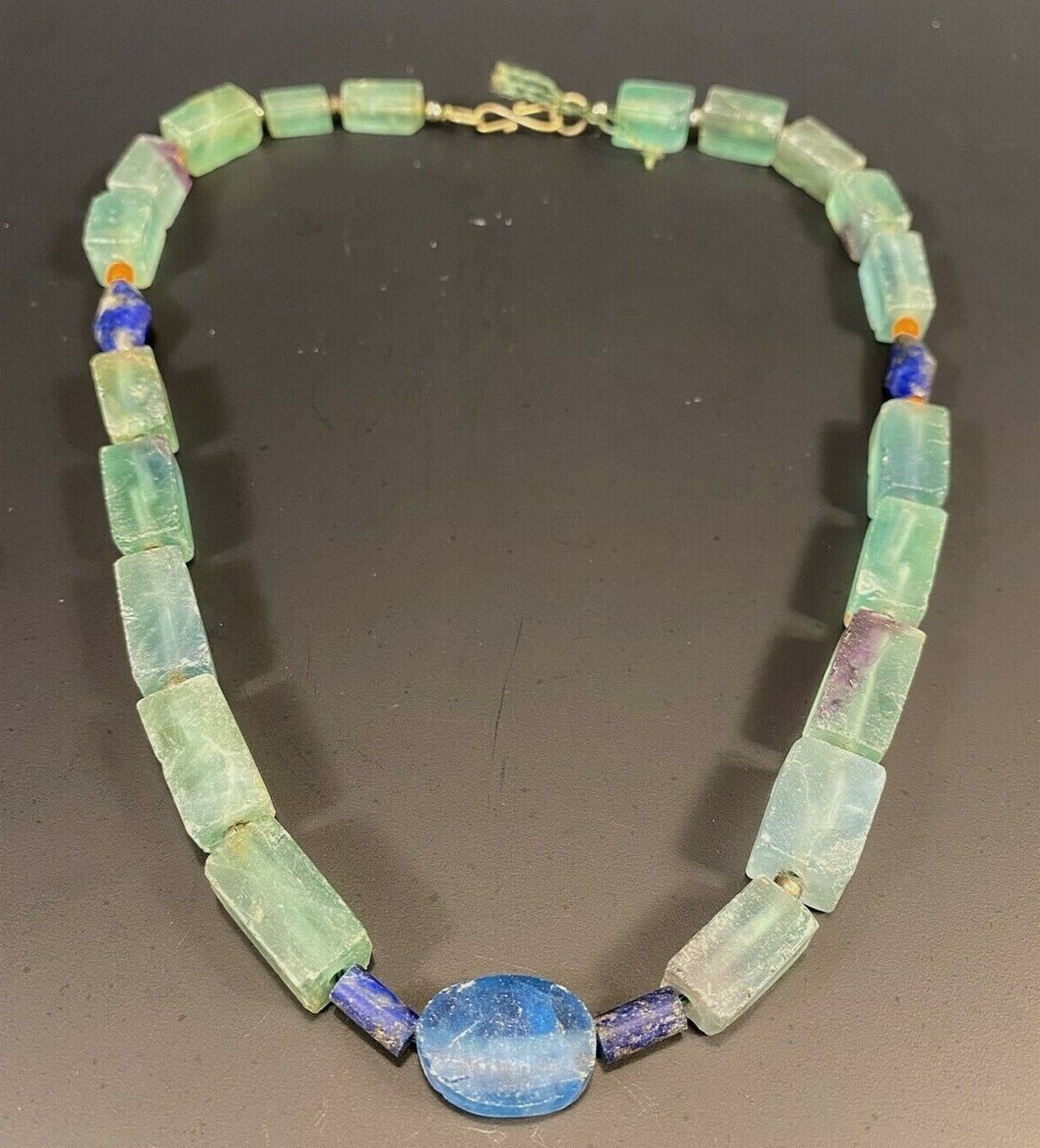 Green Fluorite Rectangular Beads w/ Lapiz Lazuli … - image 1