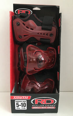 New RD (Roller Derby) Youth Protective Pad Set (Knee/Elbow/Wrist) Ages 5-10 Red
