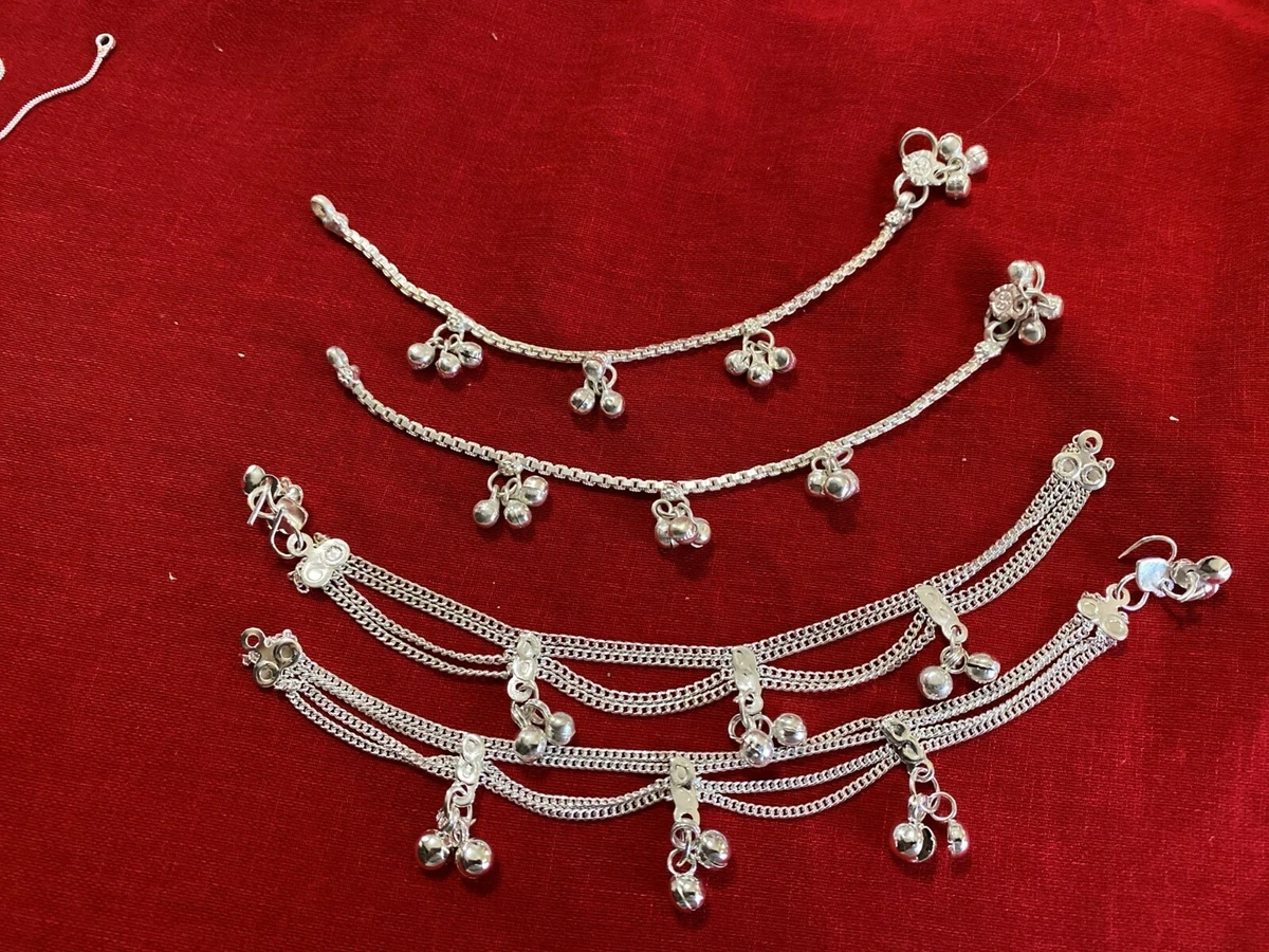 Silver anklets for shop 1 year baby girl