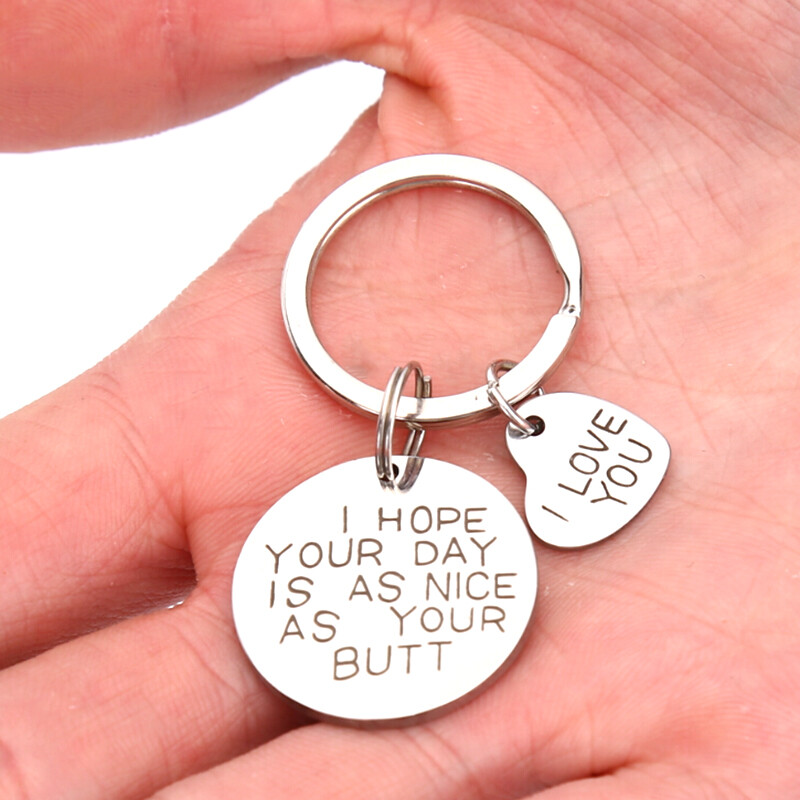 Engraved Pendants I Love You Key Chain Key Ring Jewelry Valentines day