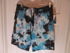 Edgar  Ash Mens Tie Dye Shorts, Blue  Black, Size S