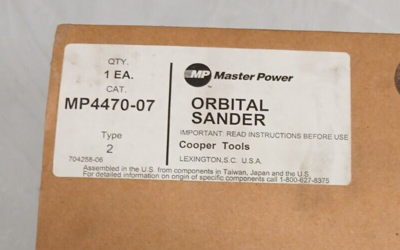 MASTER POWER MP4470-07 3/16 PSA ORBITAL SANDER 10000 OMP NON VACUUM FINISHING