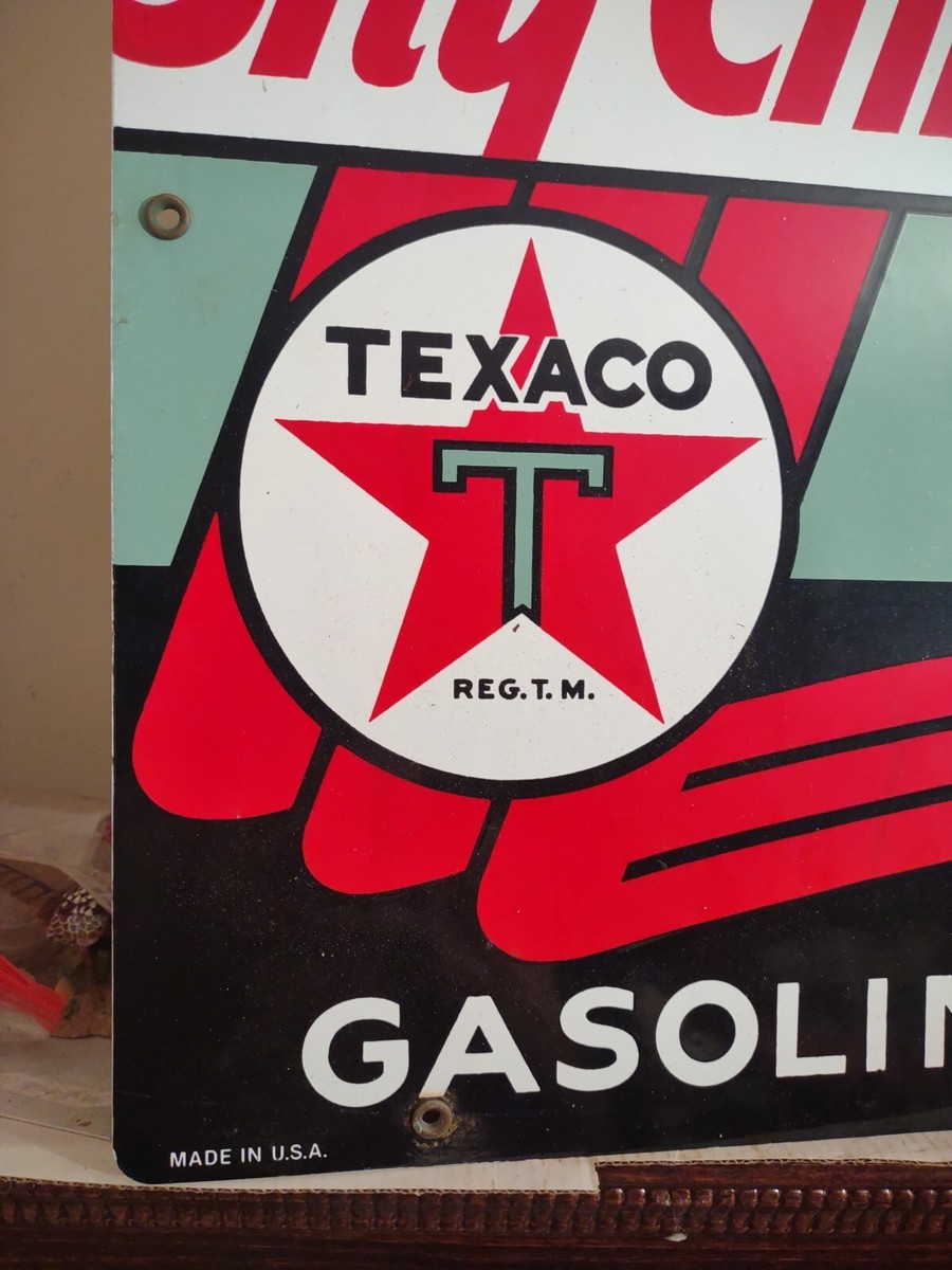 Large Texaco Sky Chief Gasoline Gas Pump Plate 18