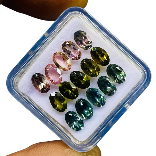 VVS 15 Pcs Natural Tourmaline 6x4mm Oval Cut Loose Untreated Gemstones 6.90 Cts - Picture 4 of 8