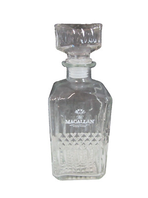 The Macallan Whisky French Cut Glass Waffle Decanter etched Vintage