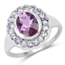 Natural Amethyst  Tanzanite Gemstone with 925 Sterling Silver Women's Ring 3530